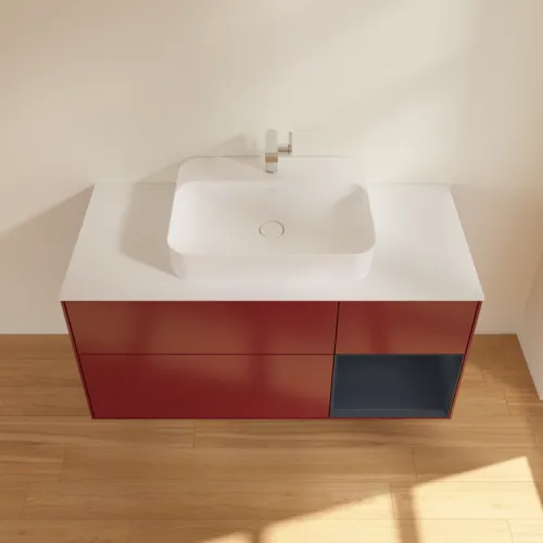 VILLEROY BOCH Finion Waschbeckenunterschrank, mit Beleuchtung, 3 Auszüge, 1200 x 603 x 501 mm, Peony Matt Lacquer / Midnight Blue Matt Lacquer / Glass White Matt #G421HGHB, Bild 4