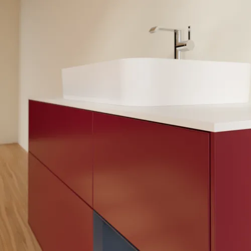 VILLEROY BOCH Finion Waschbeckenunterschrank, mit Beleuchtung, 3 Auszüge, 1200 x 603 x 501 mm, Peony Matt Lacquer / Midnight Blue Matt Lacquer / Glass White Matt #G421HGHB, Bild 6