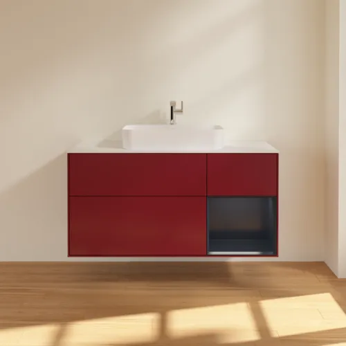VILLEROY BOCH Finion Waschbeckenunterschrank, mit Beleuchtung, 3 Auszüge, 1200 x 603 x 501 mm, Peony Matt Lacquer / Midnight Blue Matt Lacquer / Glass White Matt #G421HGHB, Bild 3