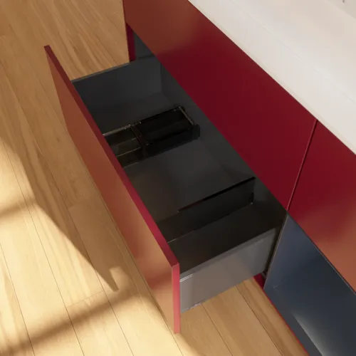 VILLEROY BOCH Finion Waschbeckenunterschrank, mit Beleuchtung, 3 Auszüge, 1200 x 603 x 501 mm, Peony Matt Lacquer / Midnight Blue Matt Lacquer / Glass White Matt #G421HGHB, Bild 7