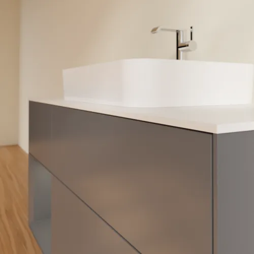 Picture of VILLEROY BOCH Finion Vanity unit, with lighting, 3 pull-out compartments, 1200 x 603 x 501 mm, Anthracite Matt Lacquer / Anthracite Matt Lacquer / Glass White Matt #G411GKGK