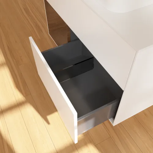 Bild von VILLEROY BOCH Finion Waschbeckenunterschrank, mit Beleuchtung, 2 Auszüge, 1000 x 603 x 501 mm, White Matt Lacquer / Walnut Veneer / Glass White Matt #G651GNMT