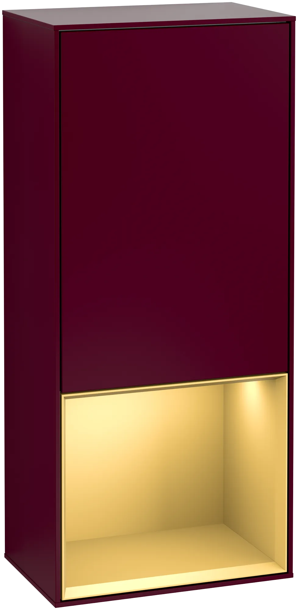 Bild von VILLEROY BOCH Finion Seitenschrank, mit Beleuchtung, 1 Tür, 418 x 936 x 270 mm, Peony Matt Lacquer / Gold Matt Lacquer #G550HFHB