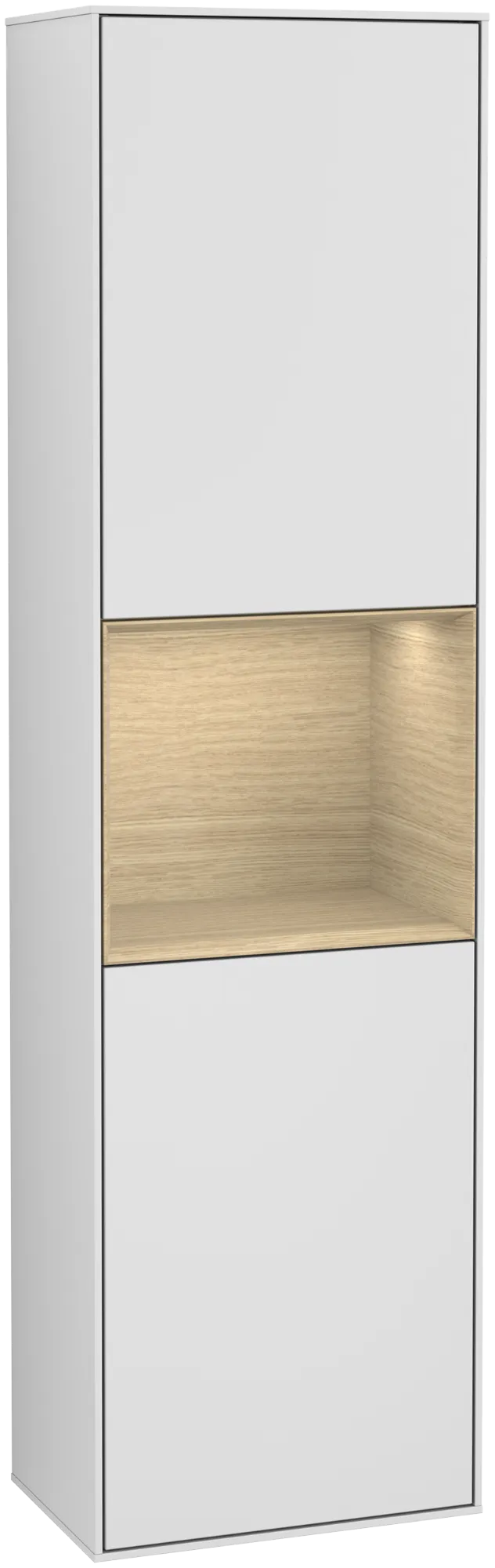 Bild von VILLEROY BOCH Finion Hochschrank, mit Beleuchtung, 2 Türen, 418 x 1516 x 270 mm, White Matt Lacquer / Oak Veneer #G470PCMT