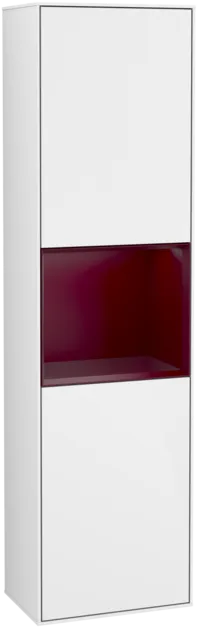 Bild von VILLEROY BOCH Finion Hochschrank, mit Beleuchtung, 2 Türen, 418 x 1516 x 270 mm, Glossy White Lacquer / Peony Matt Lacquer #G470HBGF