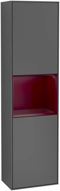 Bild von VILLEROY BOCH Finion Hochschrank, mit Beleuchtung, 2 Türen, 418 x 1516 x 270 mm, Anthracite Matt Lacquer / Peony Matt Lacquer #G460HBGK