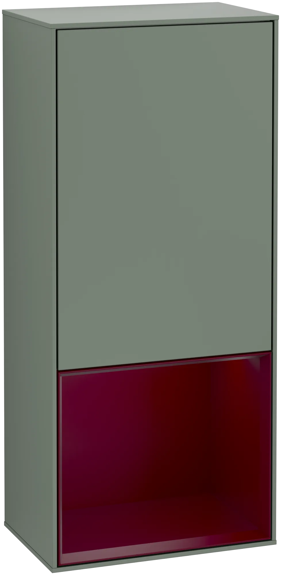 Bild von VILLEROY BOCH Finion Seitenschrank, mit Beleuchtung, 1 Tür, 418 x 936 x 270 mm, Olive Matt Lacquer / Peony Matt Lacquer #G540HBGM
