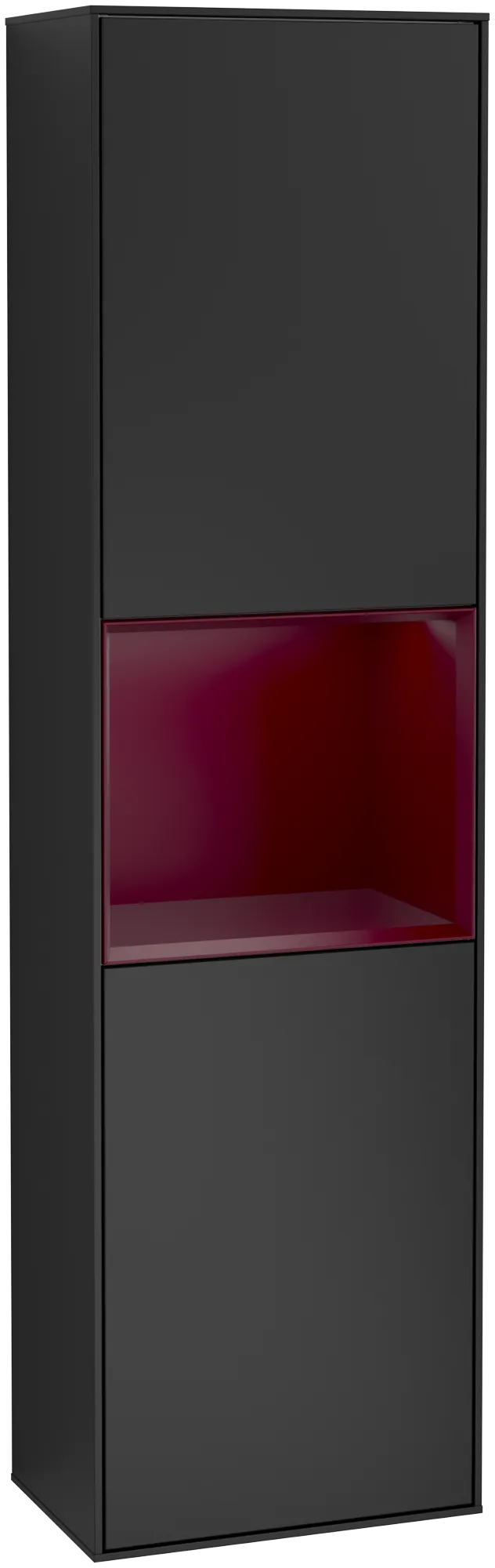 Bild von VILLEROY BOCH Finion Hochschrank, mit Beleuchtung, 2 Türen, 418 x 1516 x 270 mm, Black Matt Lacquer / Peony Matt Lacquer #G470HBPD