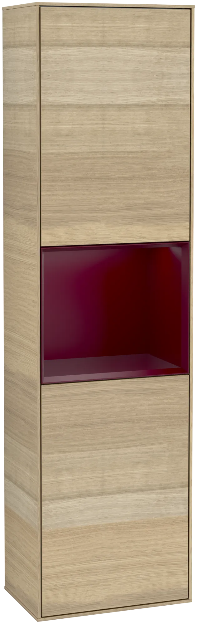 Bild von VILLEROY BOCH Finion Hochschrank, mit Beleuchtung, 2 Türen, 418 x 1516 x 270 mm, Oak Veneer / Peony Matt Lacquer #G470HBPC