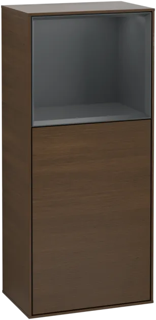 Obrázek VILLEROY BOCH Finion Side cabinet, with lighting, 1 door, 418 x 936 x 270 mm, Walnut Veneer / Midnight Blue Matt Lacquer #G510HGGN