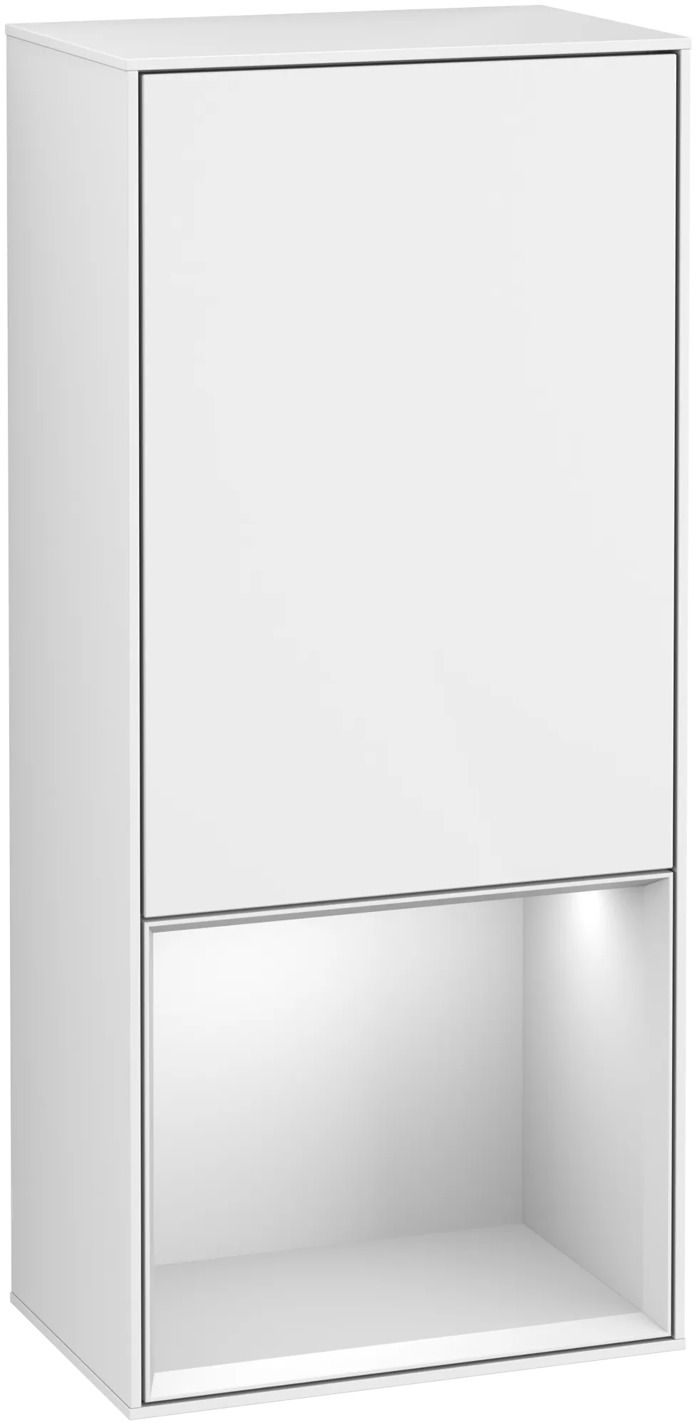 Bild von VILLEROY BOCH Finion Seitenschrank, mit Beleuchtung, 1 Tür, 418 x 936 x 270 mm, Glossy White Lacquer / White Matt Lacquer #G550MTGF