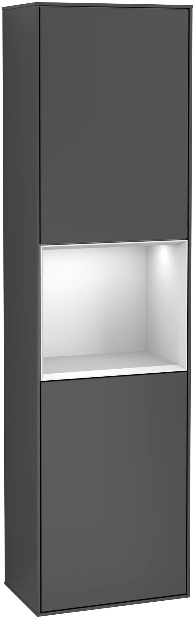 Obrázek VILLEROY BOCH Finion Tall cabinet, with lighting, 2 doors, 418 x 1516 x 270 mm, Midnight Blue Matt Lacquer / White Matt Lacquer #G470MTHG