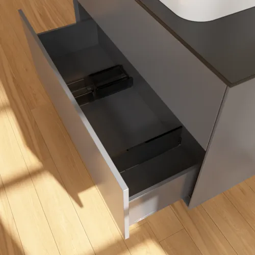 Bild von VILLEROY BOCH Finion Waschbeckenunterschrank, mit Beleuchtung, 2 Auszüge, 1000 x 603 x 501 mm, Anthracite Matt Lacquer / Glass Black Matt #G64200GK