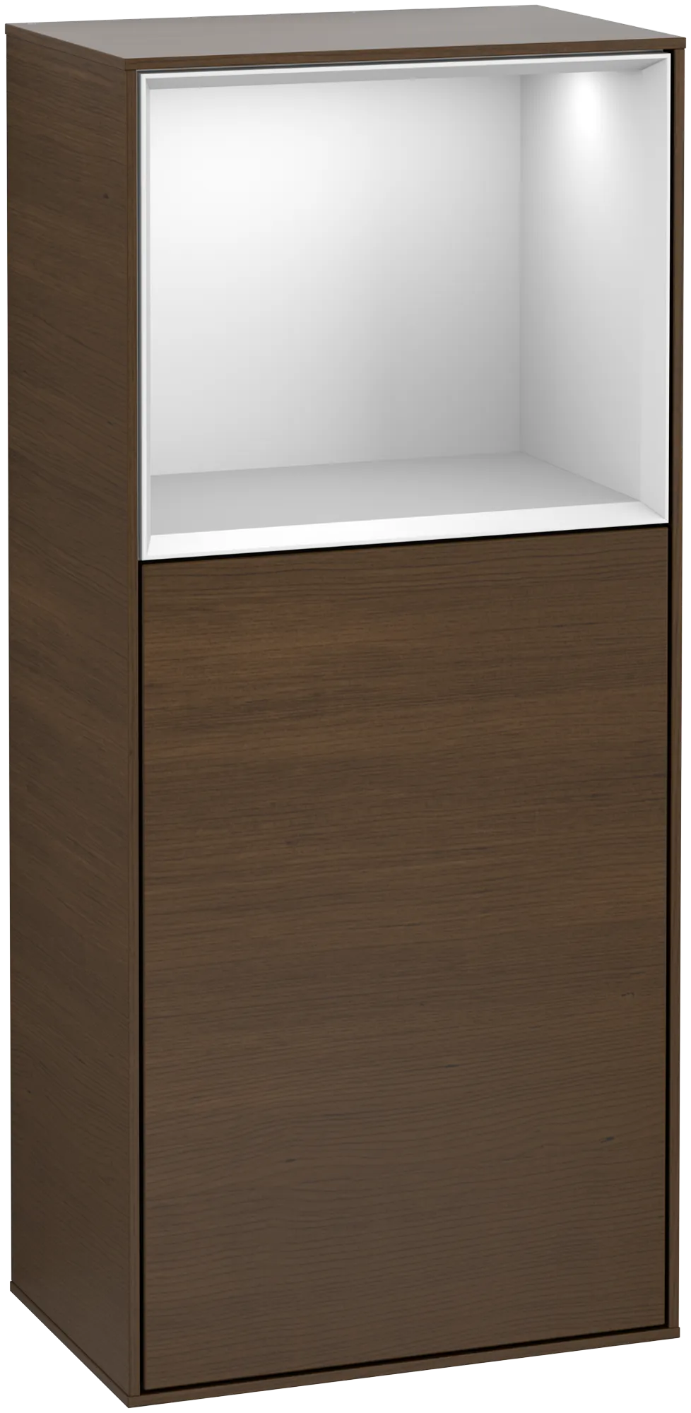 Obrázek VILLEROY BOCH Finion Side cabinet, with lighting, 1 door, 418 x 936 x 270 mm, Walnut Veneer / White Matt Lacquer #G510MTGN