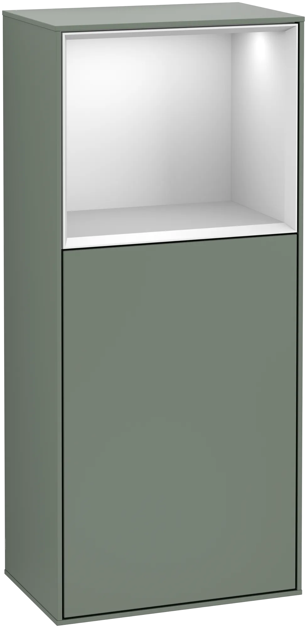 Obrázek VILLEROY BOCH Finion Side cabinet, with lighting, 1 door, 418 x 936 x 270 mm, Olive Matt Lacquer / White Matt Lacquer #G510MTGM