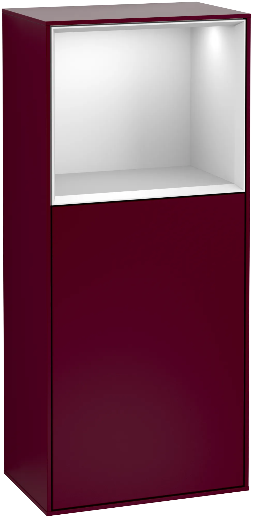 εικόνα του VILLEROY BOCH Finion Side cabinet, with lighting, 1 door, 418 x 936 x 270 mm, Peony Matt Lacquer / White Matt Lacquer #G510MTHB