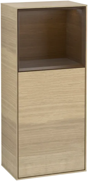 Obrázek VILLEROY BOCH Finion Side cabinet, with lighting, 1 door, 418 x 936 x 270 mm, Oak Veneer / Walnut Veneer #G510GNPC