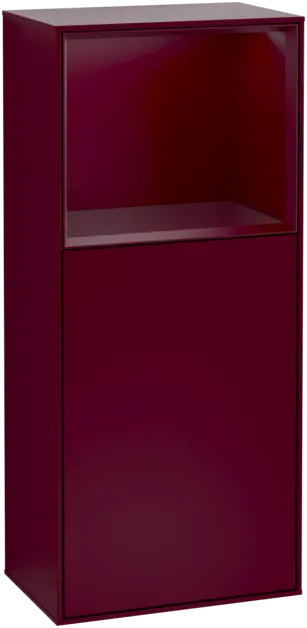 Picture of VILLEROY BOCH Finion Side cabinet, with lighting, 1 door, 418 x 936 x 270 mm, Peony Matt Lacquer / Peony Matt Lacquer #G510HBHB