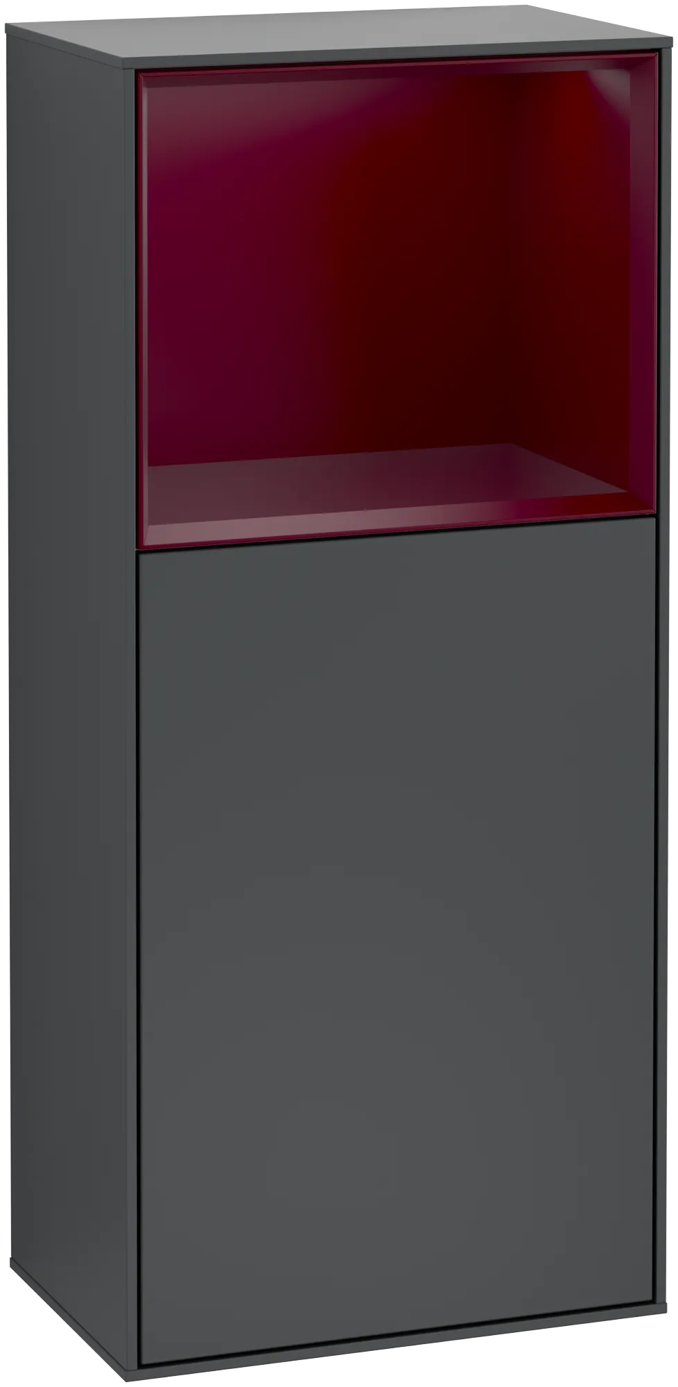Зображення з  VILLEROY BOCH Finion Side cabinet, with lighting, 1 door, 418 x 936 x 270 mm, Midnight Blue Matt Lacquer / Peony Matt Lacquer #G510HBHG
