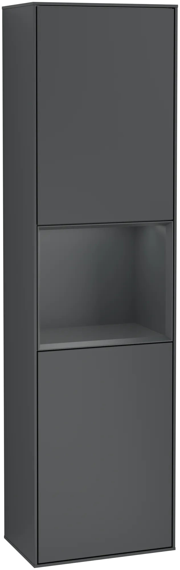 Picture of VILLEROY BOCH Finion Tall cabinet, with lighting, 2 doors, 418 x 1516 x 270 mm, Midnight Blue Matt Lacquer / Midnight Blue Matt Lacquer #G470HGHG