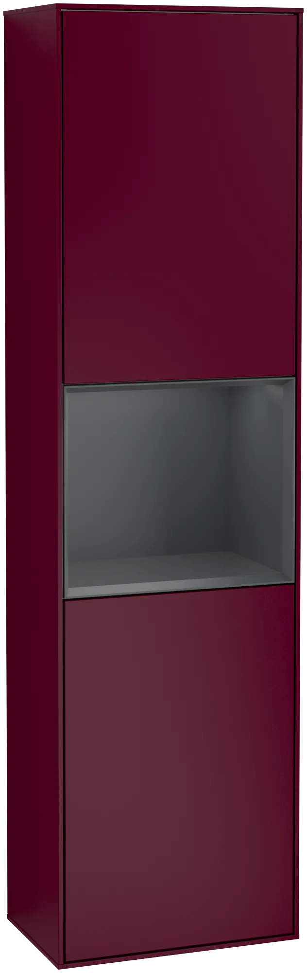 Зображення з  VILLEROY BOCH Finion Tall cabinet, with lighting, 2 doors, 418 x 1516 x 270 mm, Peony Matt Lacquer / Midnight Blue Matt Lacquer #G470HGHB