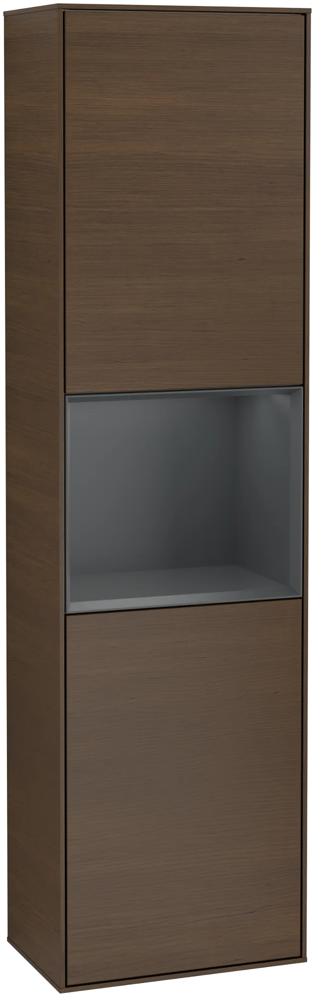 εικόνα του VILLEROY BOCH Finion Tall cabinet, with lighting, 2 doors, 418 x 1516 x 270 mm, Walnut Veneer / Midnight Blue Matt Lacquer #G470HGGN