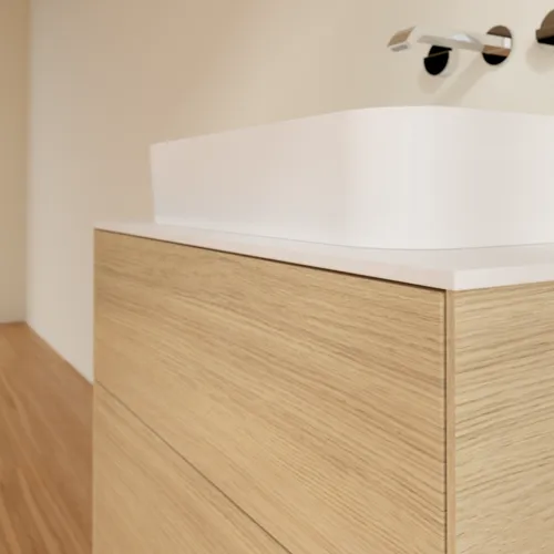 Bild von VILLEROY BOCH Finion Waschbeckenunterschrank, mit Beleuchtung, 2 Auszüge, 800 x 603 x 501 mm, Oak Veneer / Glass White Matt #G63100PC
